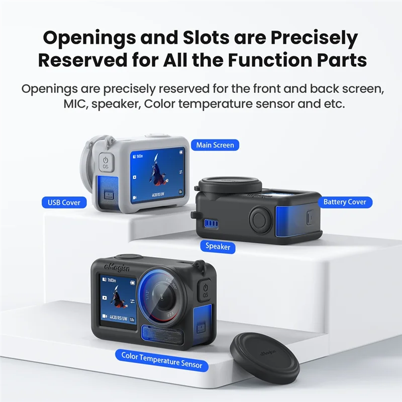 ABKI-Amagisn Capa protetora de silicone com capa de proteção de lente, acessório de câmera de ação para DJI Omso Action 5 Pro