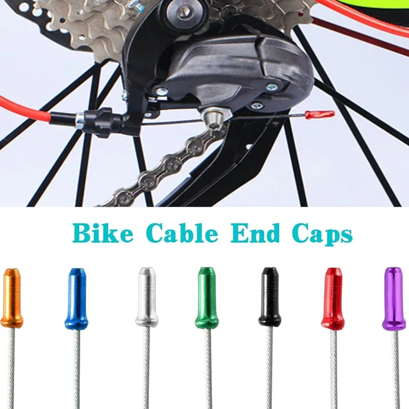 Palanca de cambios de freno de bicicleta de 50/100 piezas, puntas de Cable interno de aluminio, piezas de ciclismo, tapas de extremos de Cables de