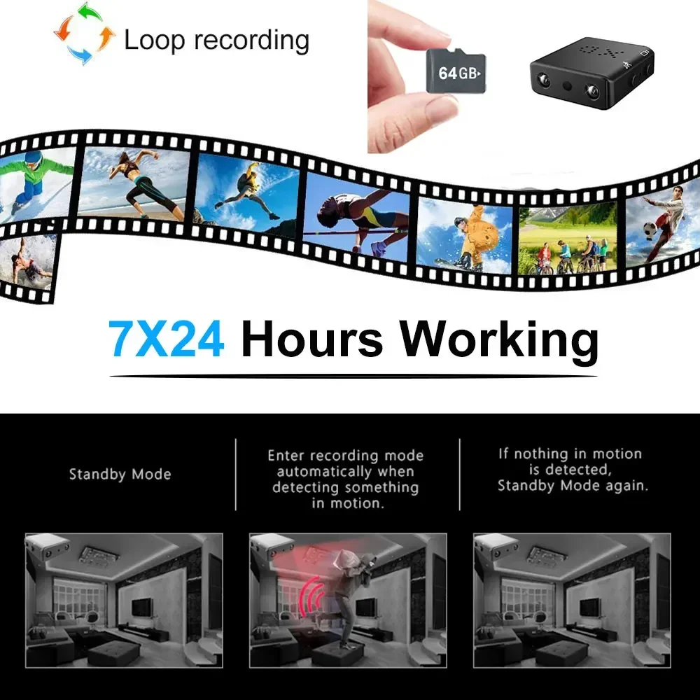Mini kamera najmniejsza 1080P pełna kamera HD widzenie nocne z wykorzystaniem podczerwieni mikro kamera detekcja ruchu IR-CUT DV obsługuje ukrytą