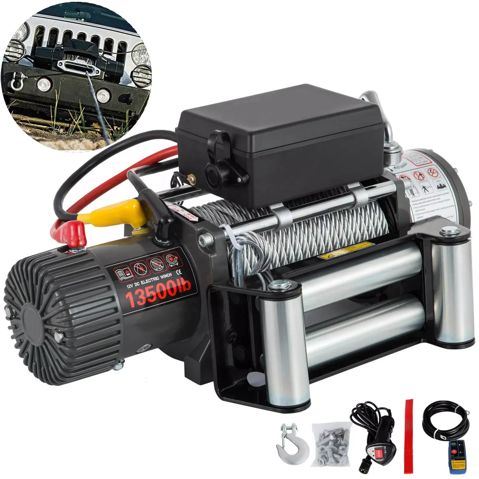 2024 JIN YANG HU Most popular in Electric Winch For Auto Off Road Vehicle 12000 lbs