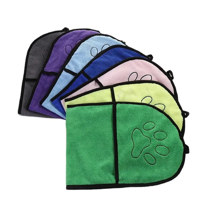 10pcs Ultra Absorbent Soft Pet Dog Bath Towel Microfiber Super Absorbent Pet Drying Towel Blanket With Pocket for Cat Dogs