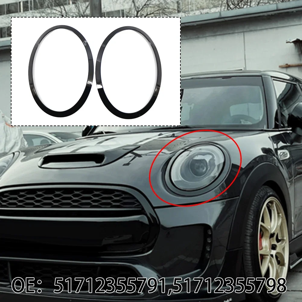 

Car Headlight Trim For MINI For COOPER F55 F56 F57 Black Headlight Trim Rings Left Right Set Car Taillight Ring Surround Cover