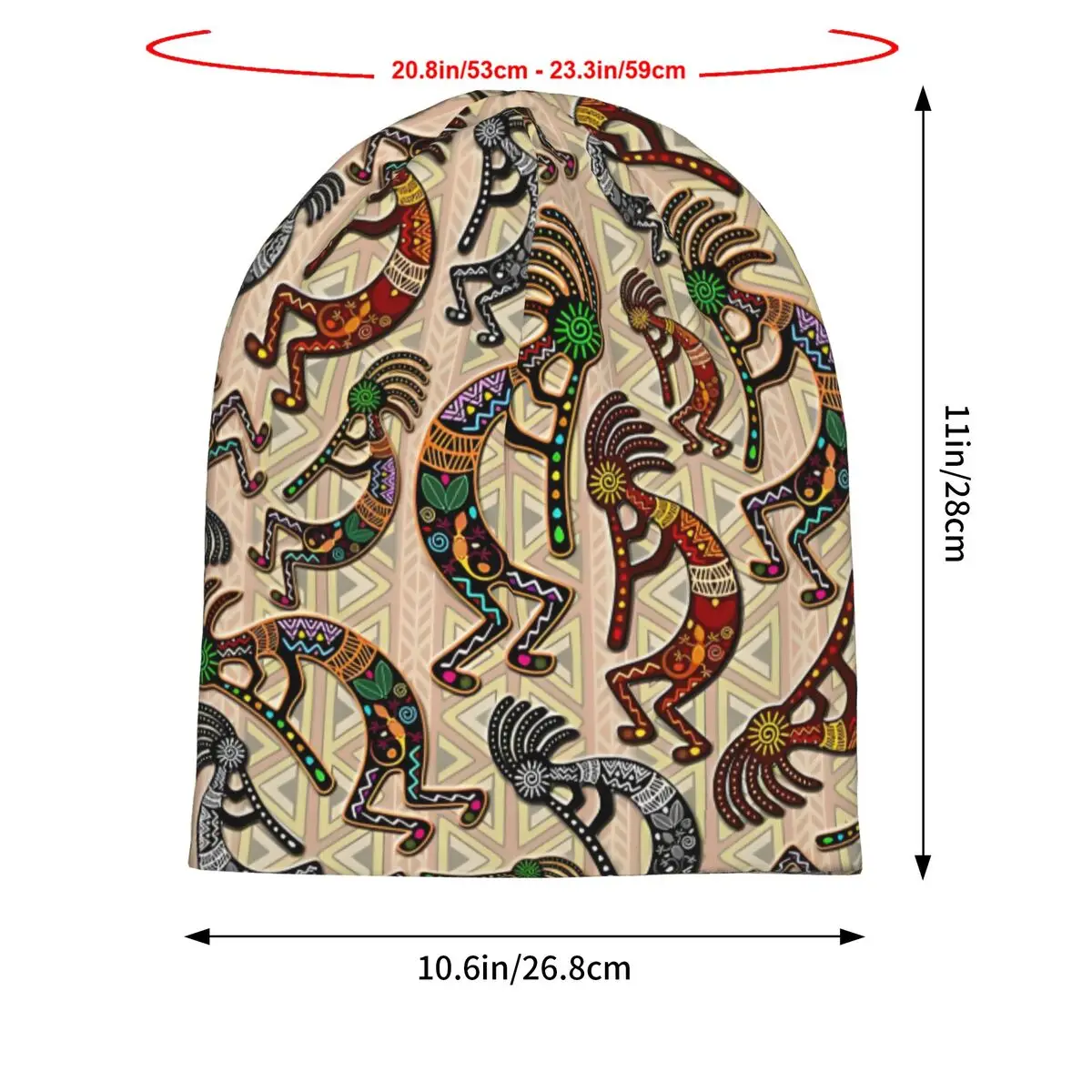 Kokopelli Rainbow Colors On Tribal Pattern Unisex Bonnet Thin Outdoor Double Layer Hats For Men Women