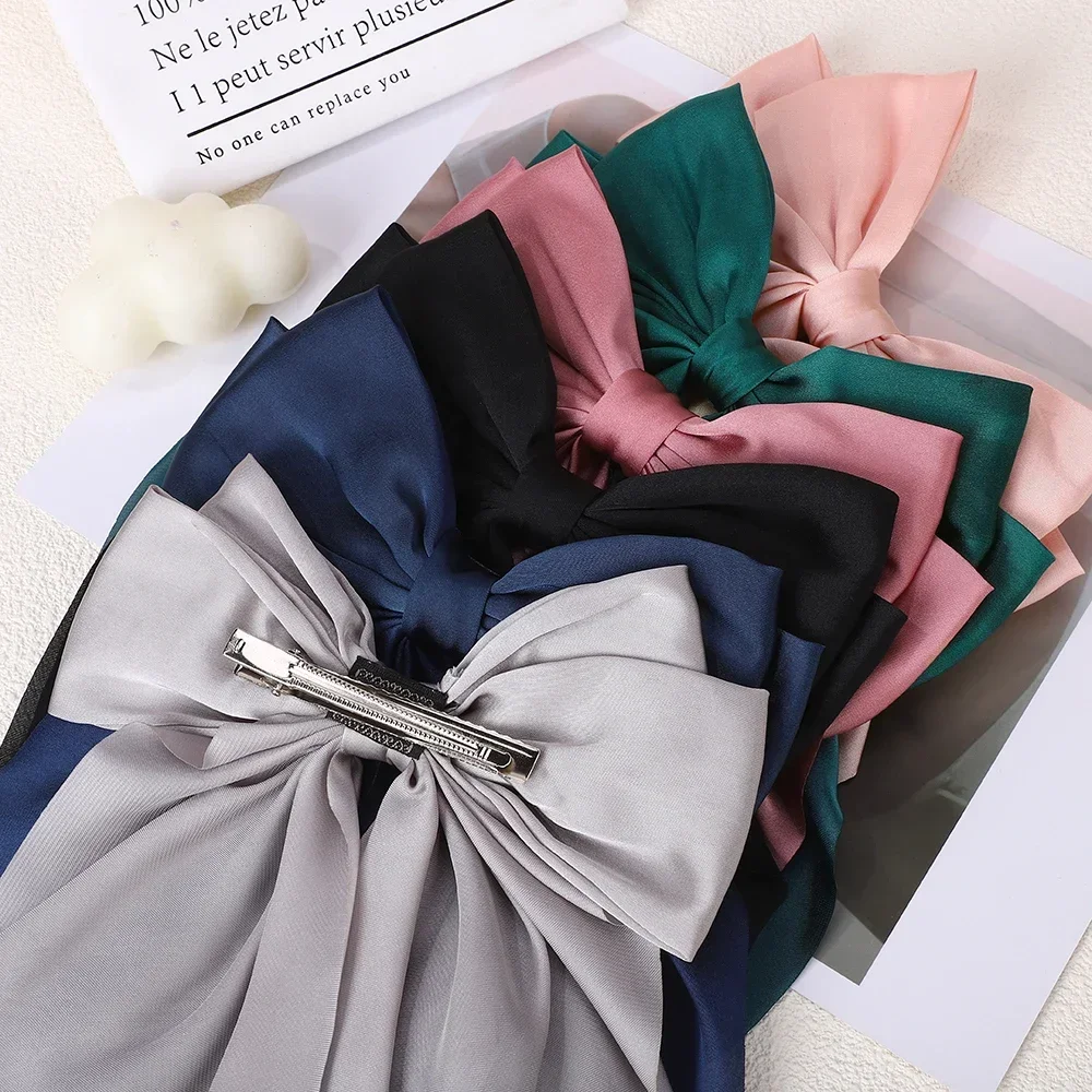 الفتيات طويلة القوس الكبير تعويم الساتان مقاطع عودة رئيس مشبك شعر الإنترنت الأحمر مع نفس مزاجه إكسسوارات الشعر الأنيقة 2025 #4