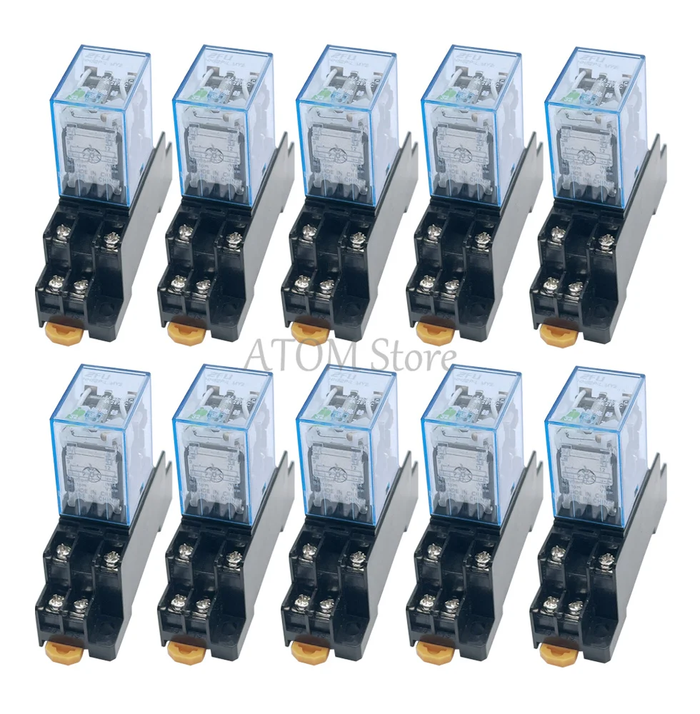 MY2P HH52P MY2 DPDTMiniature Coil Generalelectromagnetic intermediate relay switch withSocket Base LED AC 110V 220V DC 12V 24V