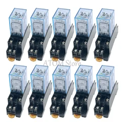 MY2P HH52P MY2 DPDTMiniature Coil Generalelectromagnetic intermediate relay switch withSocket Base LED AC 110V 220V DC 12V 24V