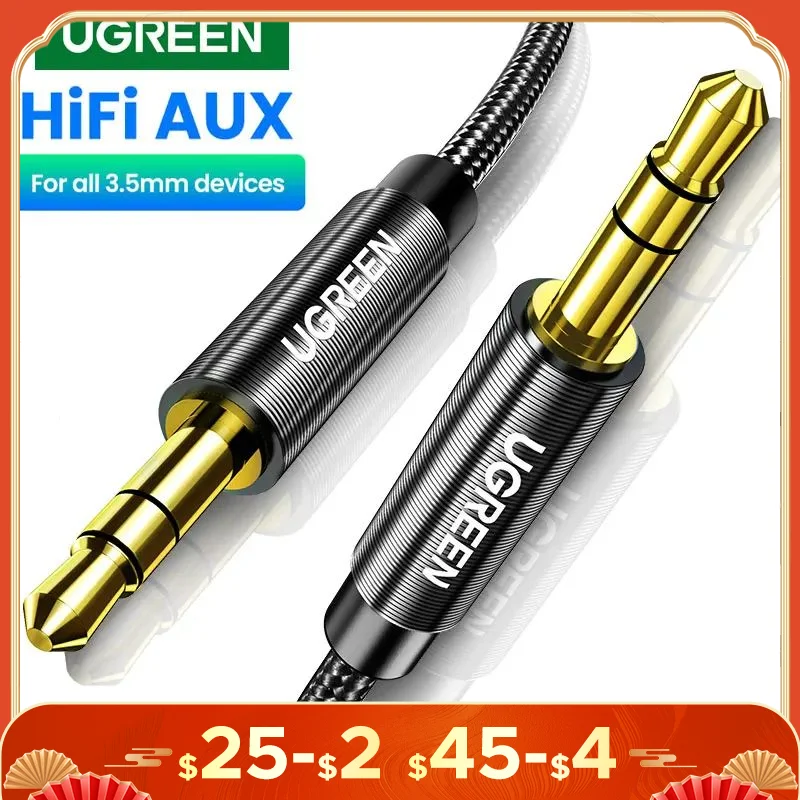 Ugreen Aux Cable Jack 3.5mm Audio Cable for iPhone 3.5 mm Male Cable Aux for Computer Headphone Xiaomi Laptop Car 3.5 Jack Cable