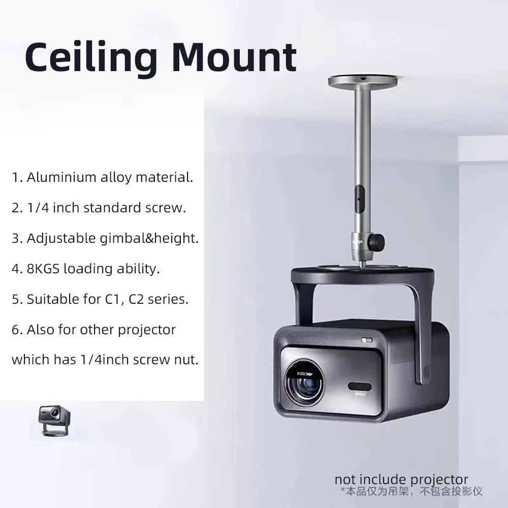 

Yinzam C6 Heavy Duty Projector Ceiling Bracket Mount with Adjustable Height 6 KGS Loading Ability for Vidda C1 C2 Projector