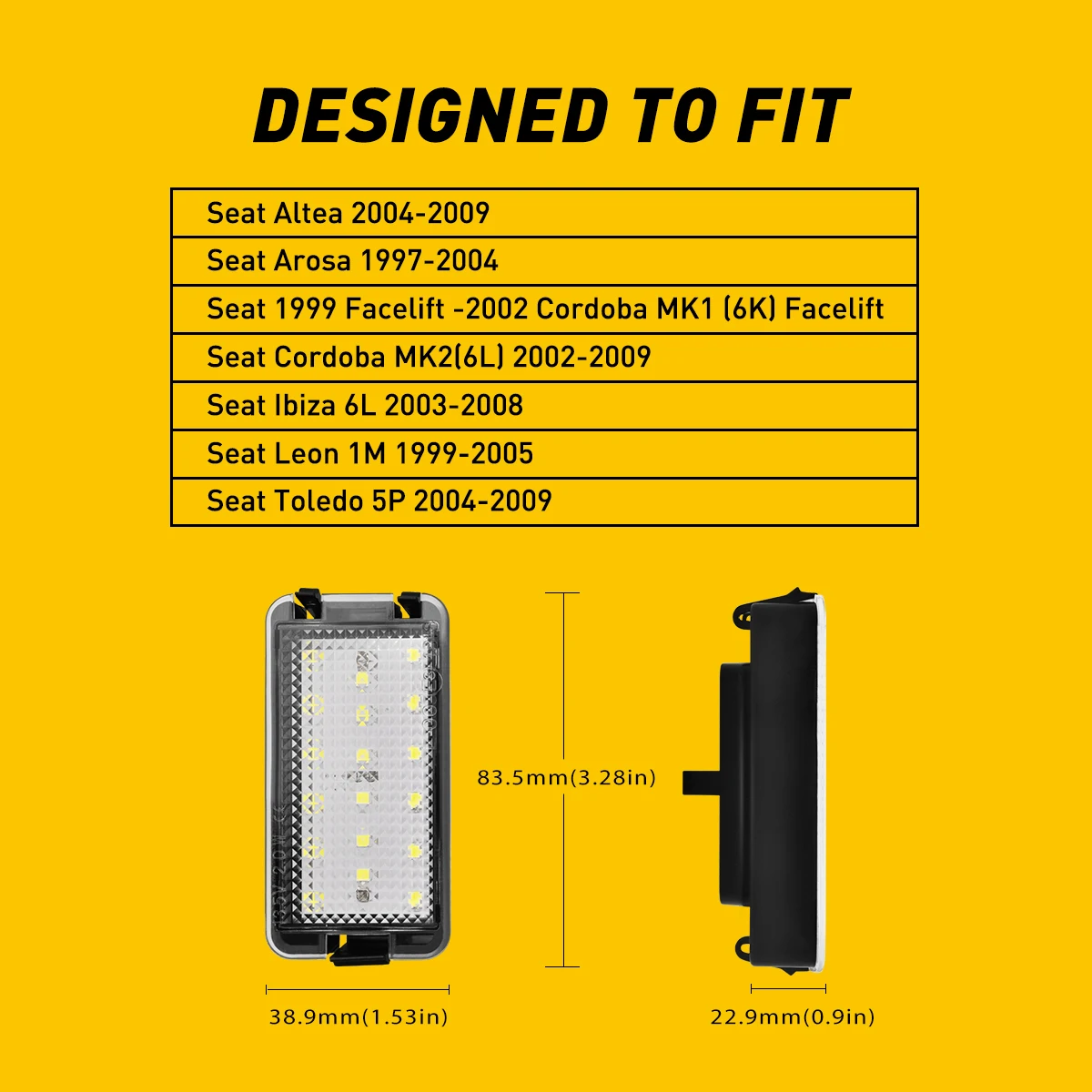 2 Stuks Nummerplaat Lamp Canbus Led Nummer Lampjes Voor Seat Altea Arosa Facelift Cordoba Mk1 6K Mk2 6l Ibiza 6l Leon 1M Toledo 5P