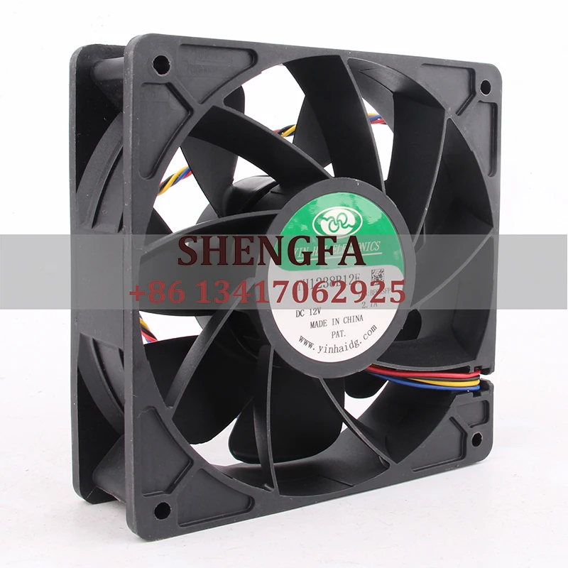 

Yinhai Case Fan Dual Ball Bearing YH1238B12E 12V 2.7A 120X120X38MM 12cm 12038 4 Wires High Power Inverter Cooling Fan