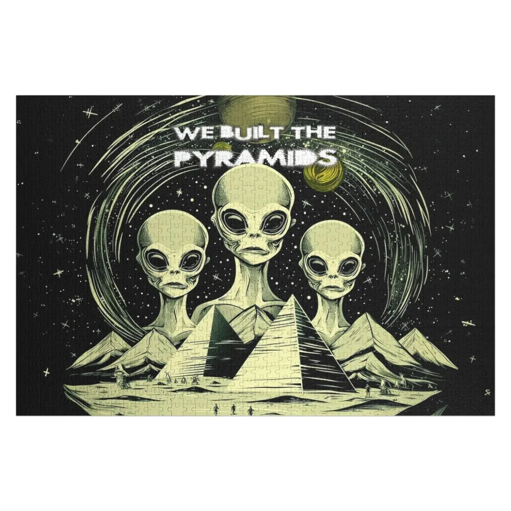 Alien Pyramids: We Built the Pyramids Jigsaw Puzzle Photo Custom Wooden Boxes Puzzle