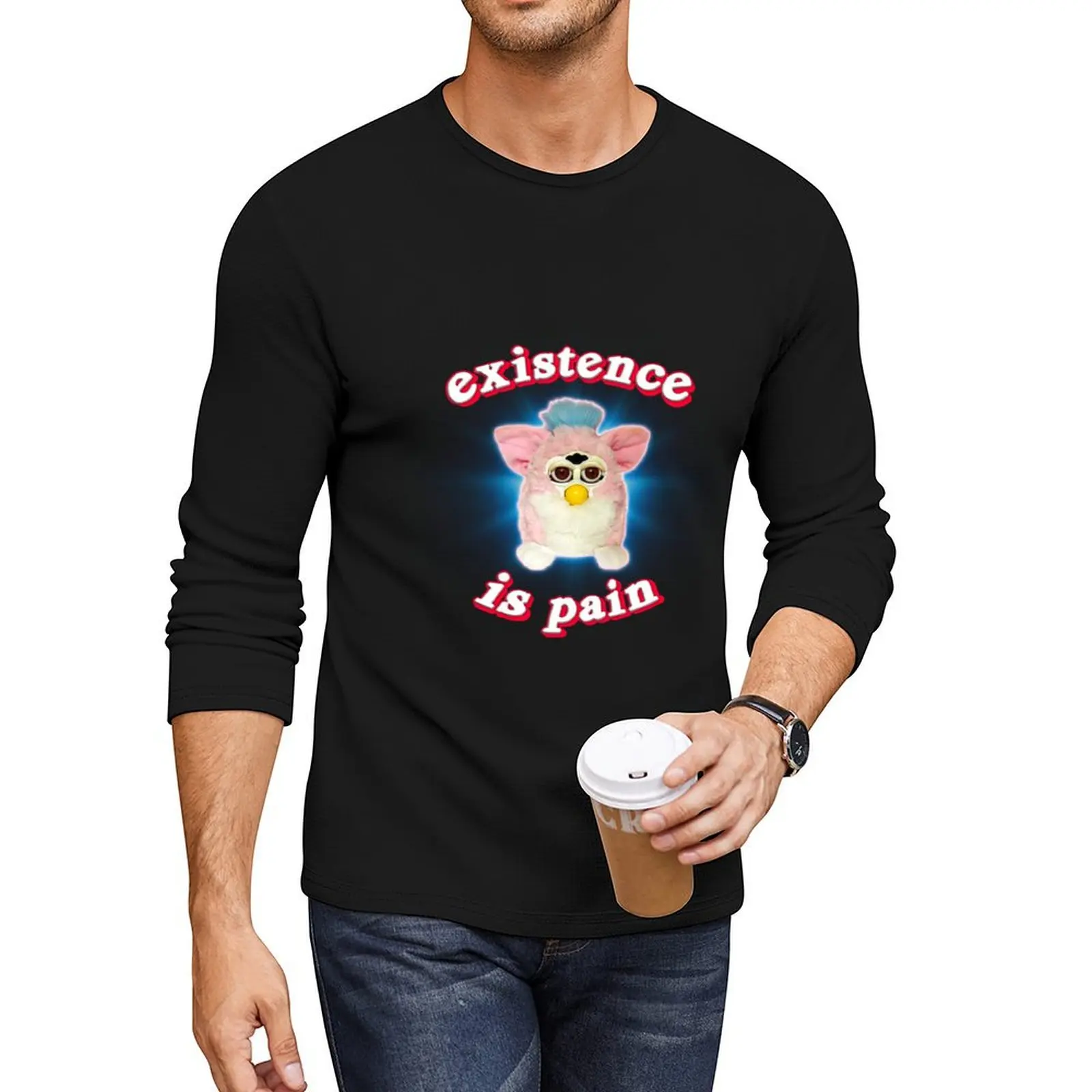 Furby Existence is Pain Long T-Shirt cute tops plain t-shirt mens champion t shirts