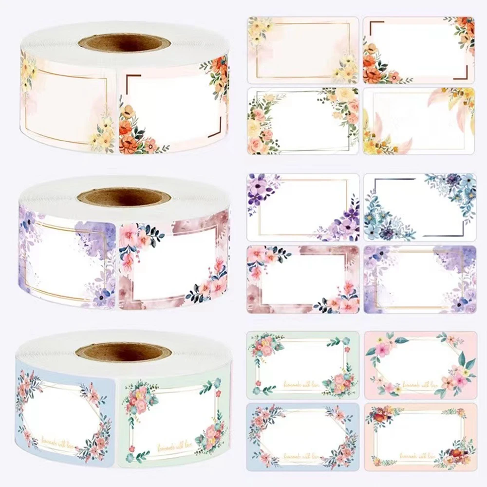 250pcs/roll Flower Label Sticker Self Adhesive Labels Jam Jar Labels Writable Decorative Sticker Gift Bags Seal Sticker