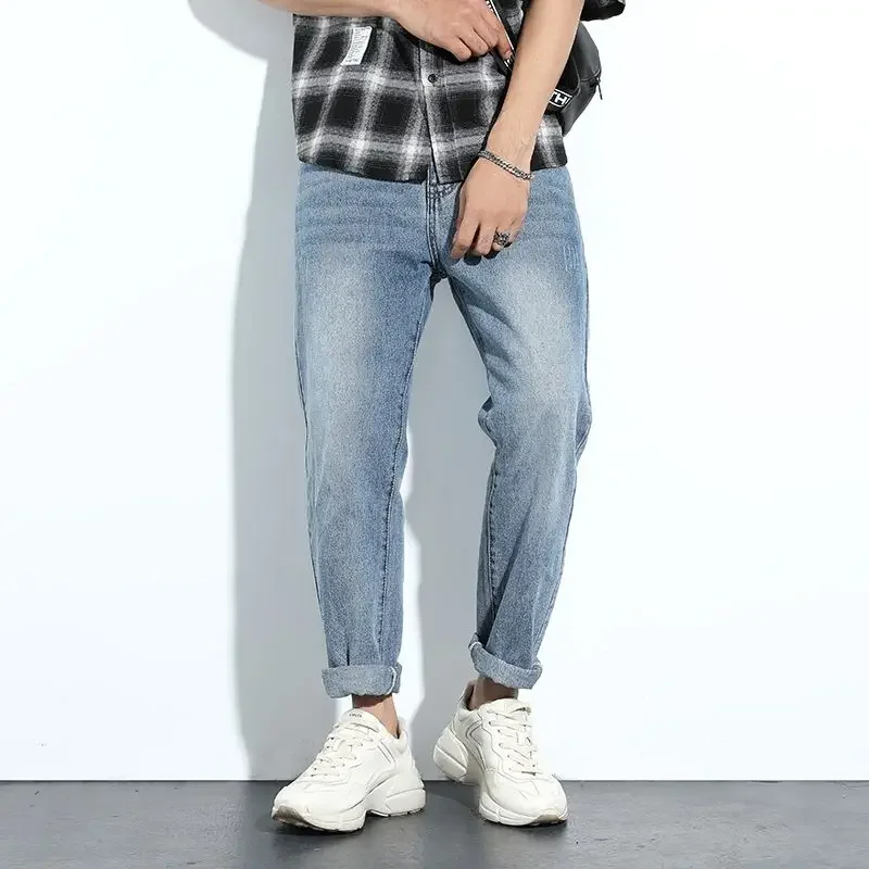 

With Pockets Man Cowboy Pants Korean Style Goth Stylish Trousers Japanese Street High Quality Clothes Y2k 2000s Xs Jeans for Men