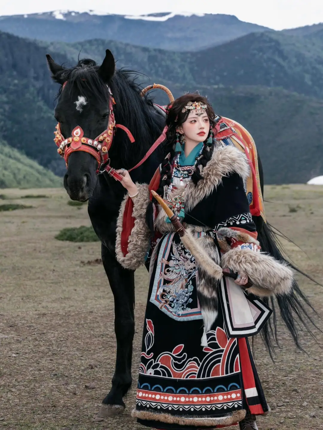 

New Couple's Trendy Tibetan Clothing Large Fur Collar Autumn Winter Traditional Tibetan Robe Photoaphy oot Outfit Travel ...