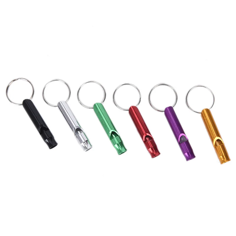 Survival Emergency Mini Size Whistles Outdoor Metal Multifunction Whistle Pendant With Keychain Keyring For Outdoor Team Gift