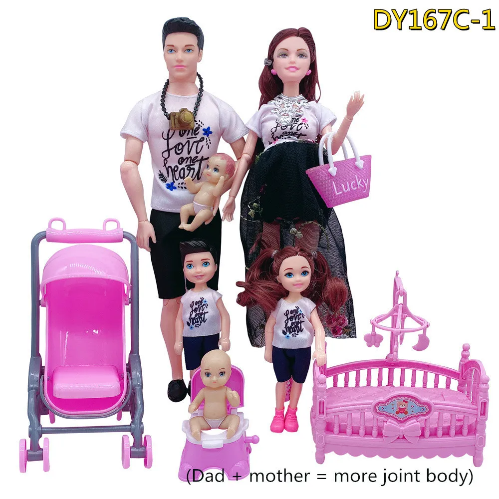 Famille de 6 poupées enceintes articulations mobiles papas maman avec des bébés sur sa princesse poupée fille interactive jouer maison jouet cadeau d'anniversaire