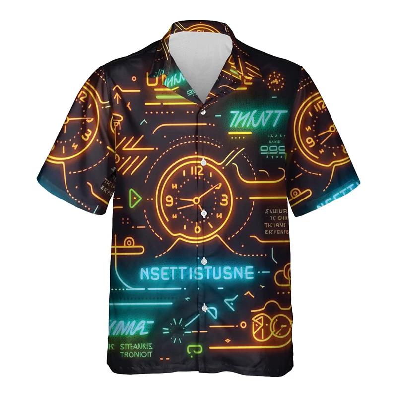 3D Printed Fighter Plane Pattern Hawaii Shirts For Men Short Sleeve 2025 Casual Button Shirt Tops Mens Hip Hop Shirts Streetwear