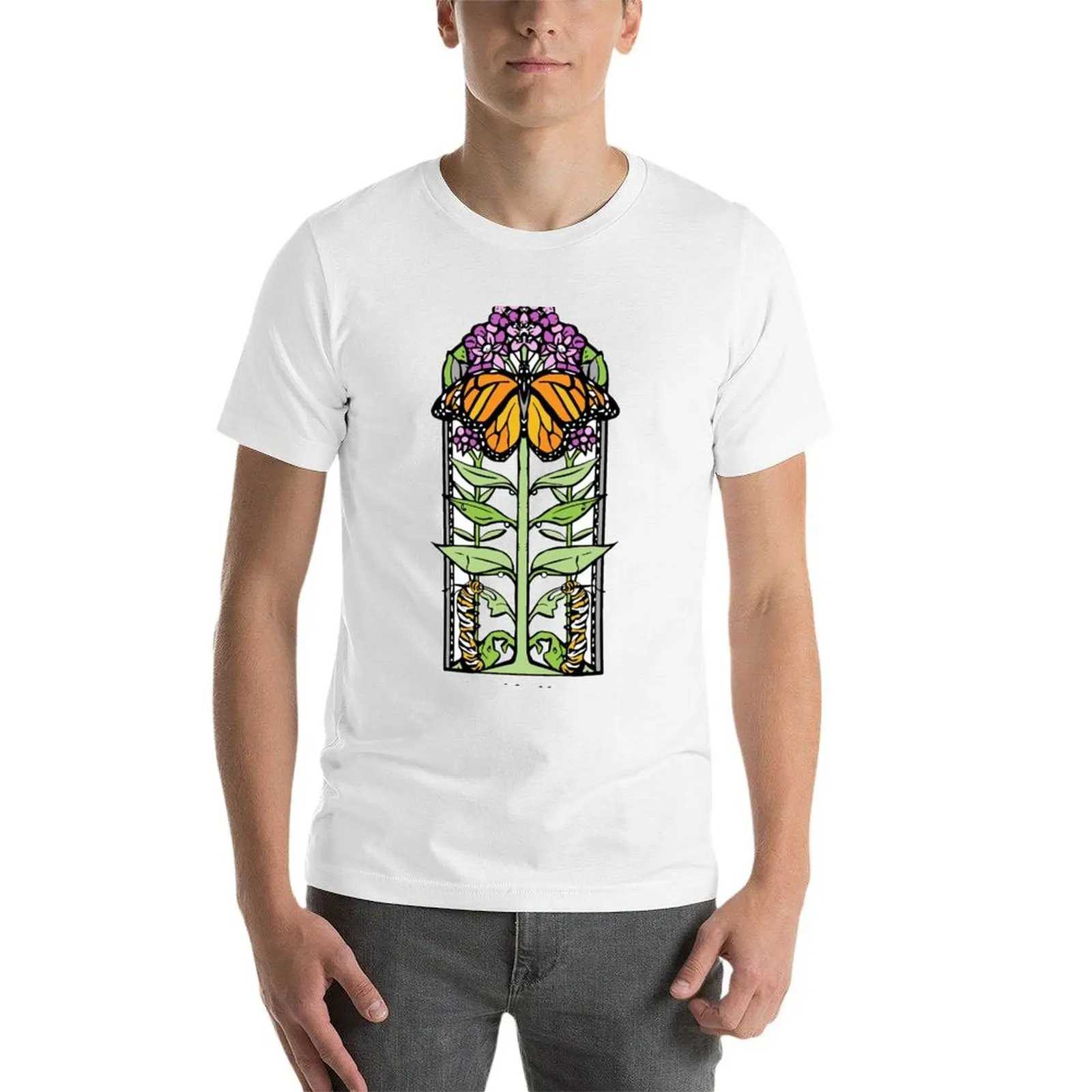 Milkweed for Monarchs تي شيرت تي شيرت للرجل القطن تي شيرت رجل 100% تي شيرت مصمم تي شيرت