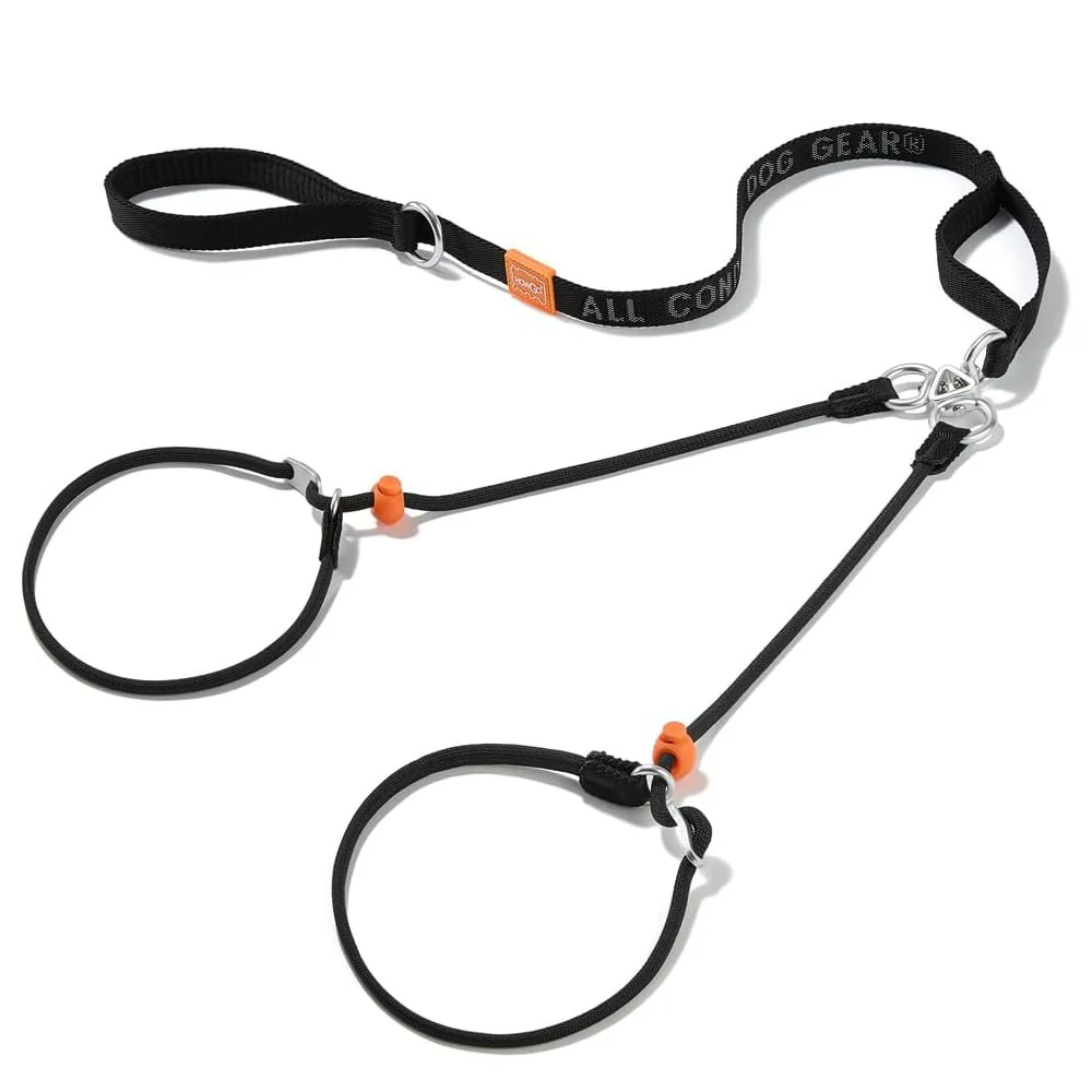 

Double Dog Leash Lead Dual Dog Slip Leash Coupler No Tangle with Two Handles Walking Training for Puppy Small Medium Large Dogs