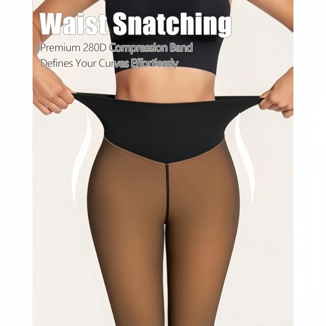 Velvet Skin-penetrating Leggings Front Rear Single-thread Stitching Winter Thermal Pantyhose Sexy Cross-border Style