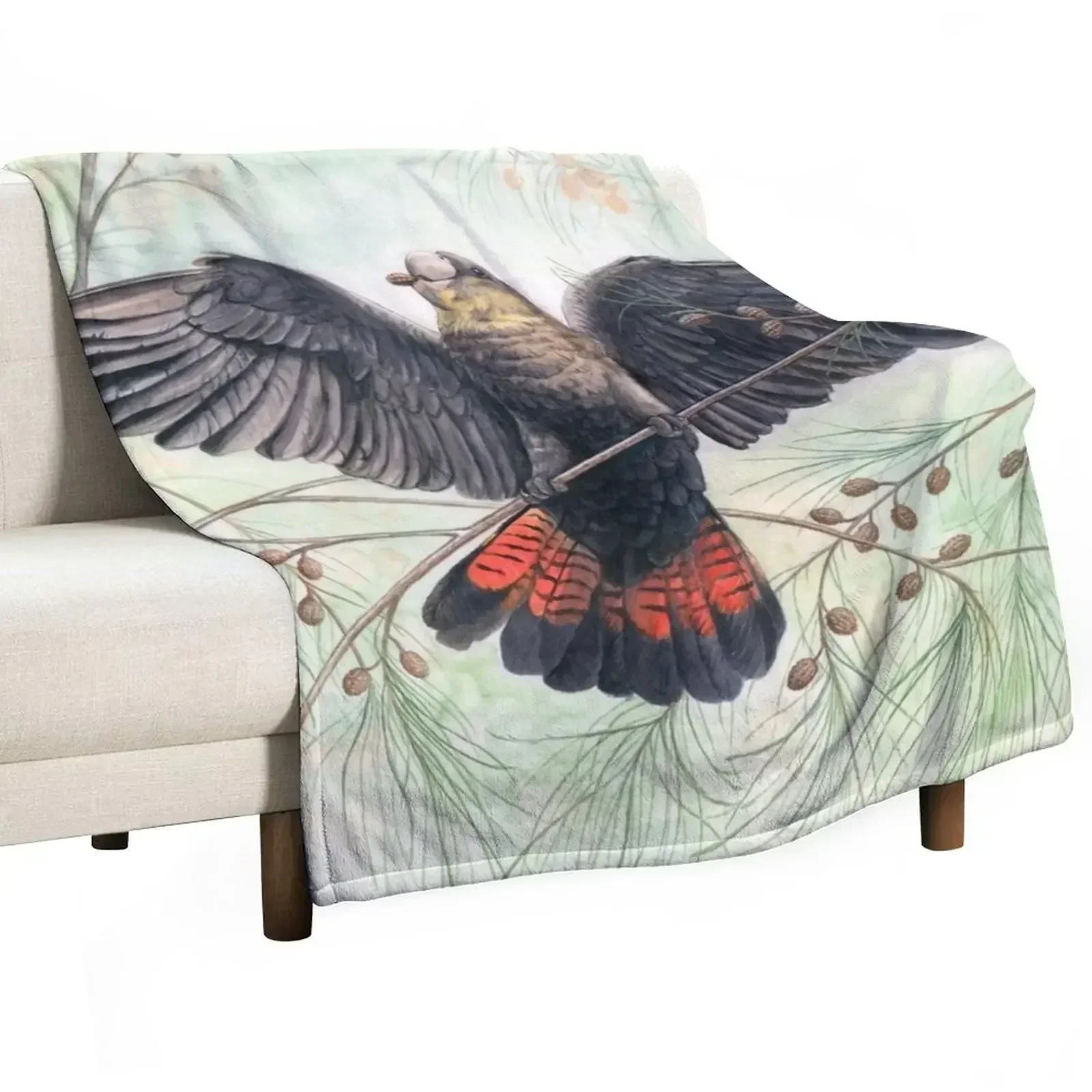 Glossy Black Cockatoo art by Nadya Neklioudova Throw Blanket Luxury St Travel Blankets Sofas Of Decoration Blankets