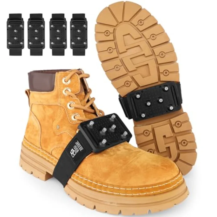 

Ice Cleats Crampons Rotatable Traction Ice Cleats for Shoes and Boots with Tungsten Studs Ice Grippers for Shoes with Adjustabl
