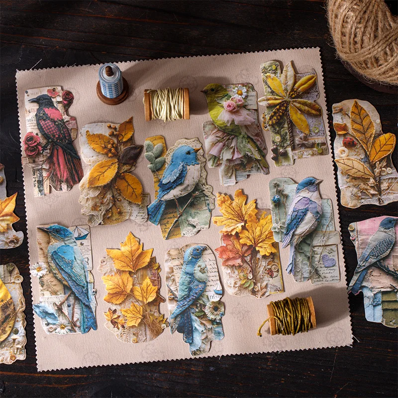 1 Packung/2 Packungen Patchwork-Kunst-Serien-Aufkleber, Vintage-Blumen-Scrapbook-Dekoration, Basisschicht, Collage-Material, ästhetische Aufkleber