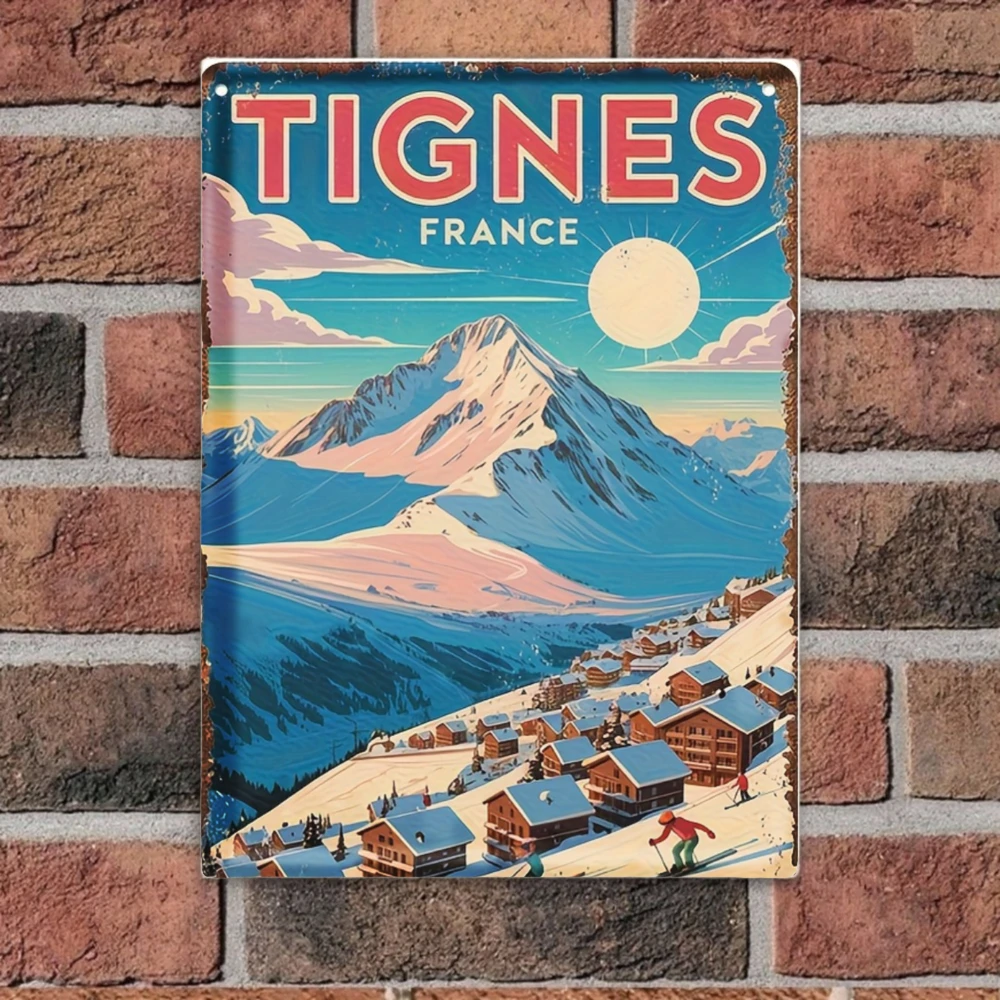 

Металлическая табличка Tignes France, 1 шт., винтажный декор горнолыжного курорта для любителей путешествий