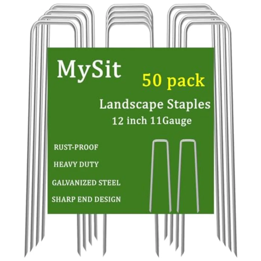 

Garden Stakes Pins Landscape Staples 11Ga Tent Stakes Pack Heavy Duty Galvanized Steel Metal Yard Stakes Ground Lawn Staples Fe