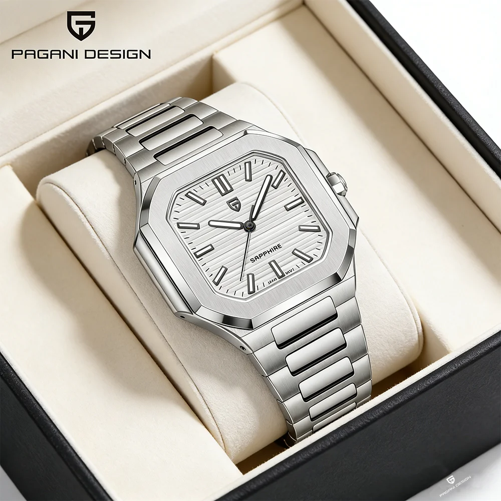 

PAGANI DESIGN Top Brand 37MM Square Men's Quartz Watch Luxury Sapphire Glass AR Coated Business Watch VH31 Men's Watch