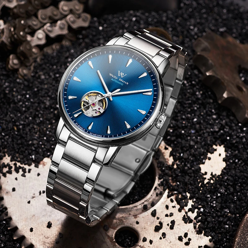 

WM Watch Automatic Mechanical Watches Water Resistant Classic Casual Business Man Watch Welly Merck Watch WM036M