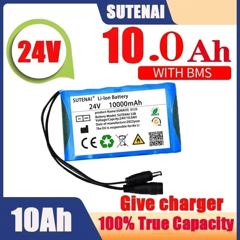 24V 10Ah 25.2V 6S1P Li-Ion battery pack lithium batteries for electric motor bicycle ebike scooter toys drill with BMS