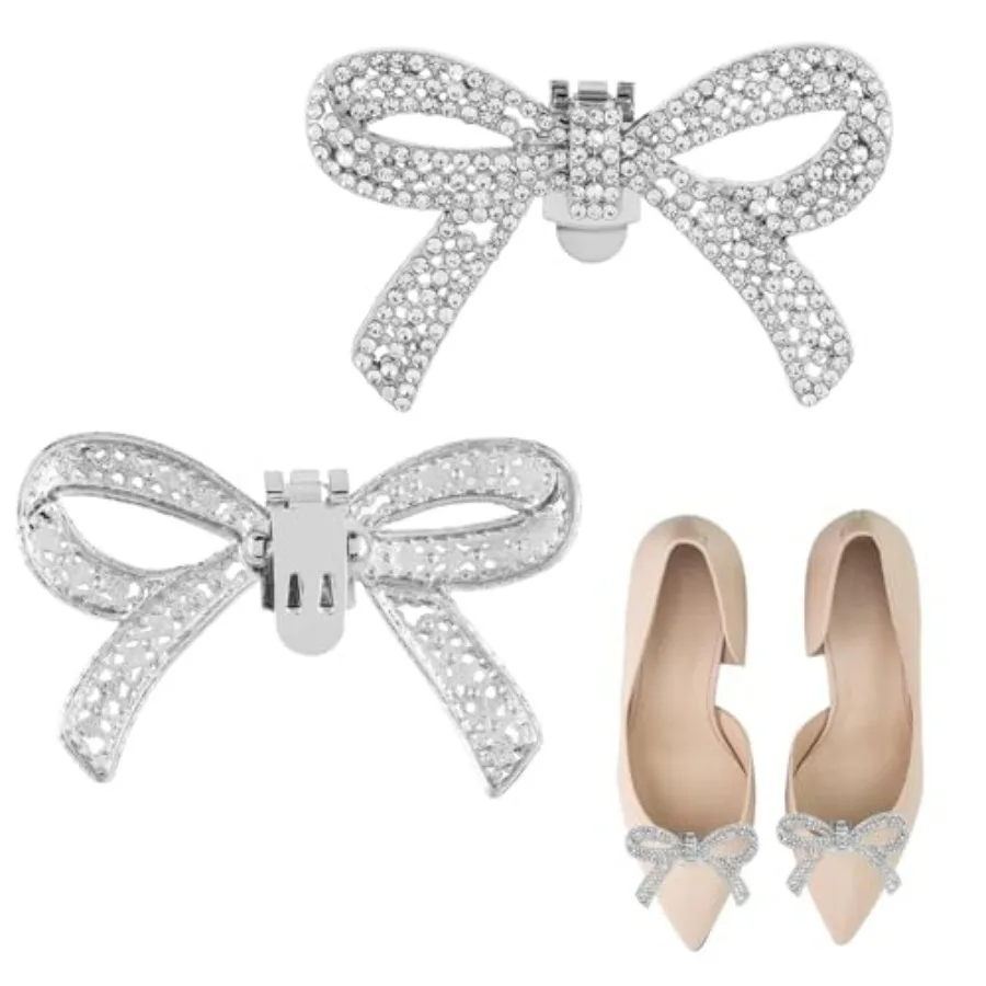 

Rhinestone Shoe Clips Detachable Classic Fashion Sparkling Bow Heels Shoe Charms Decoration Accessories Bridal Wedding Party Cr