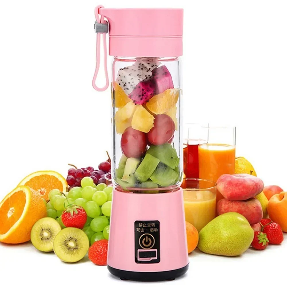 Juicer buah listrik portabel 380ml, rumah USB dapat diisi ulang mesin pembuat blender olahraga botol Juicer