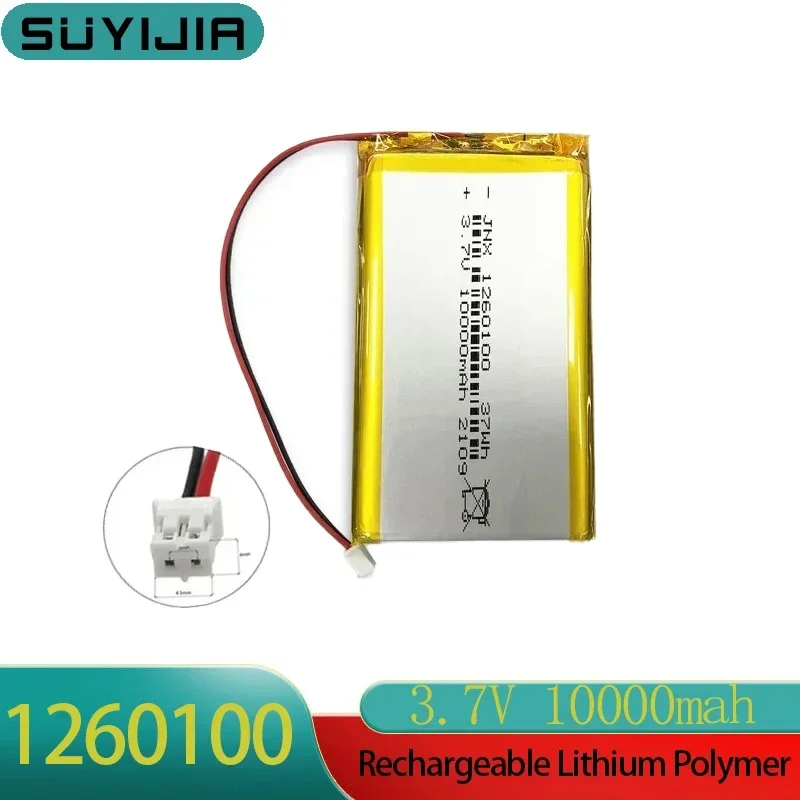 New1260100 Lithium Polymer Battery 3.7V 10000mah Rechargeable Battery for Bluetooth Headset Remote Control MP3 MP4 Electric Toys