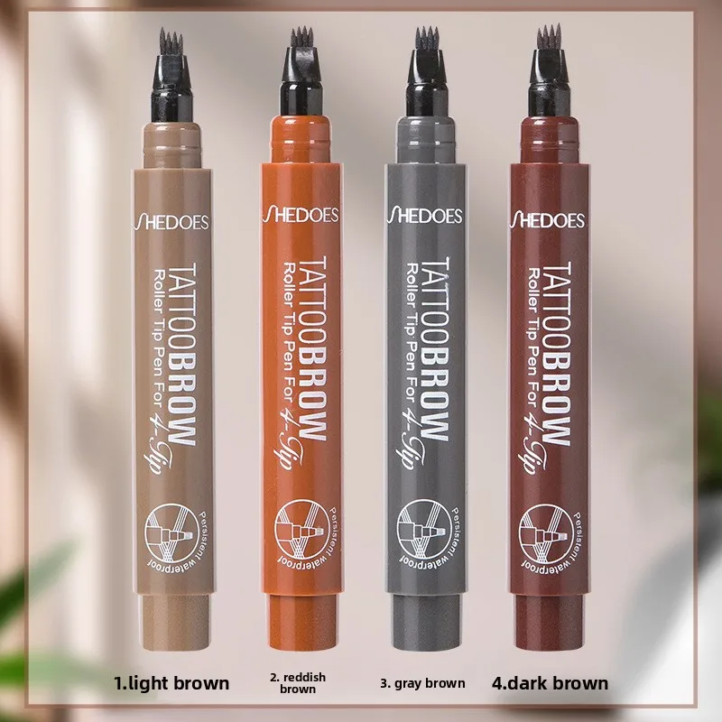 4 Tête Fourchue Impermable À L'eau Et À La Transpiration Crayon À Sourcils À Doble Uso À Haute Pigmentación Et Longue Durée