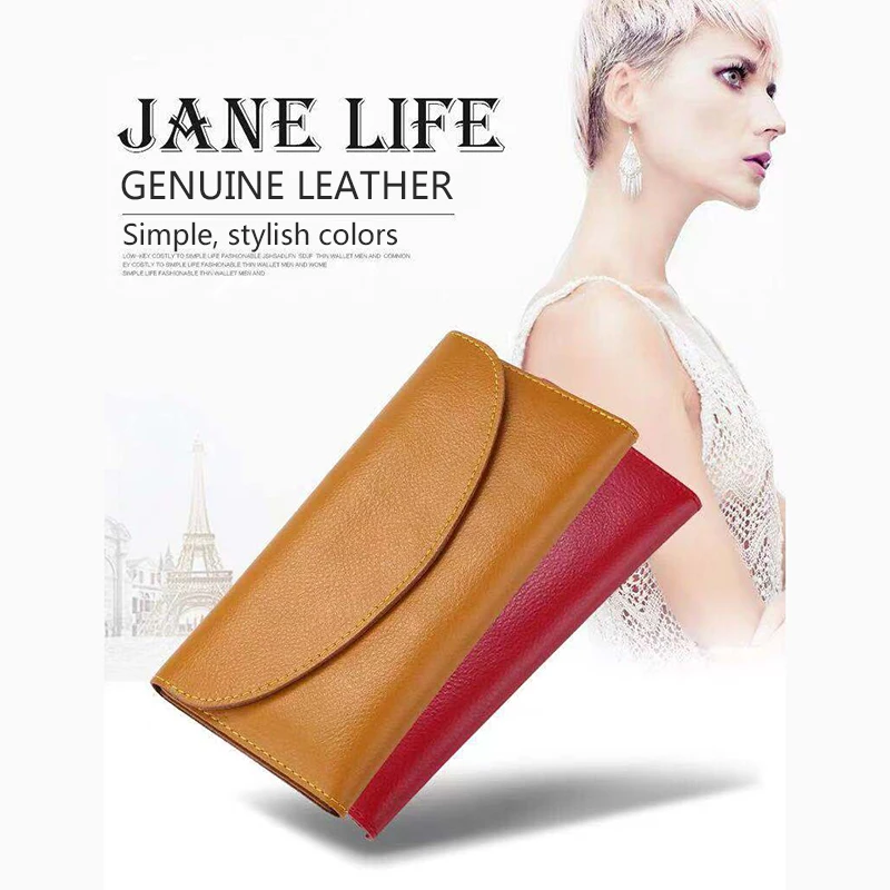 Women's Luxury Leather Wallet Long Style Card Holder Male Wallet Large Capacity bag Genuine Leather Wallet For Phone Wallets