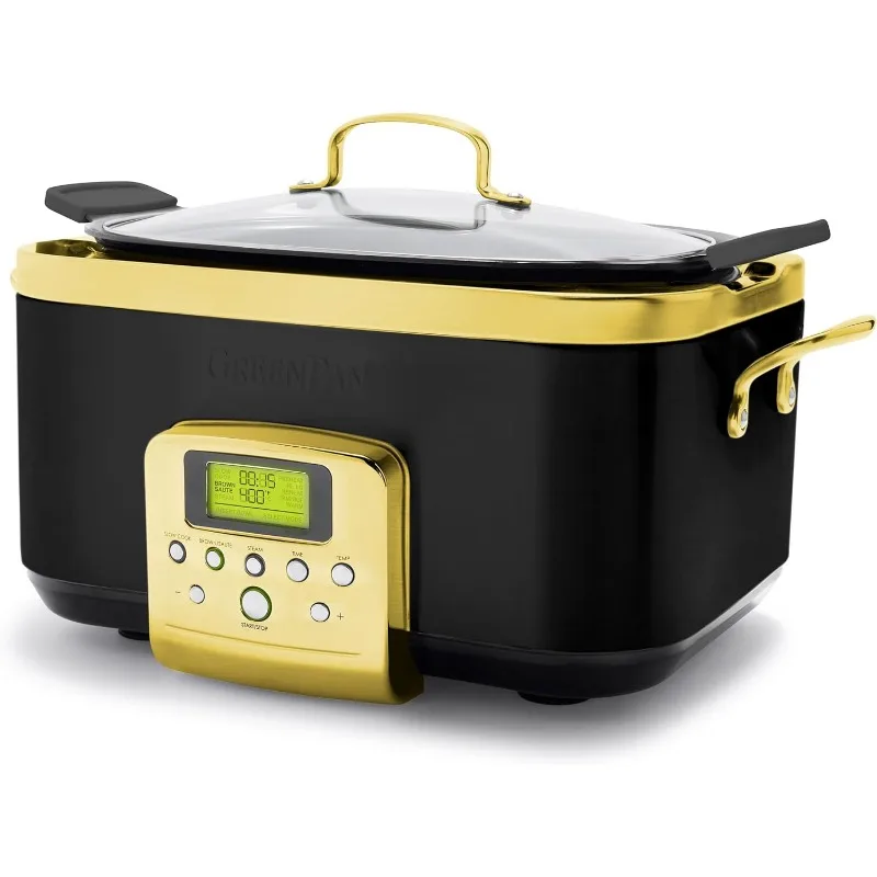 GreenPan Elite Reserve 6QT Electric Slow Cooker, Programmable Dishwasher Safe Lid & Removable Crock