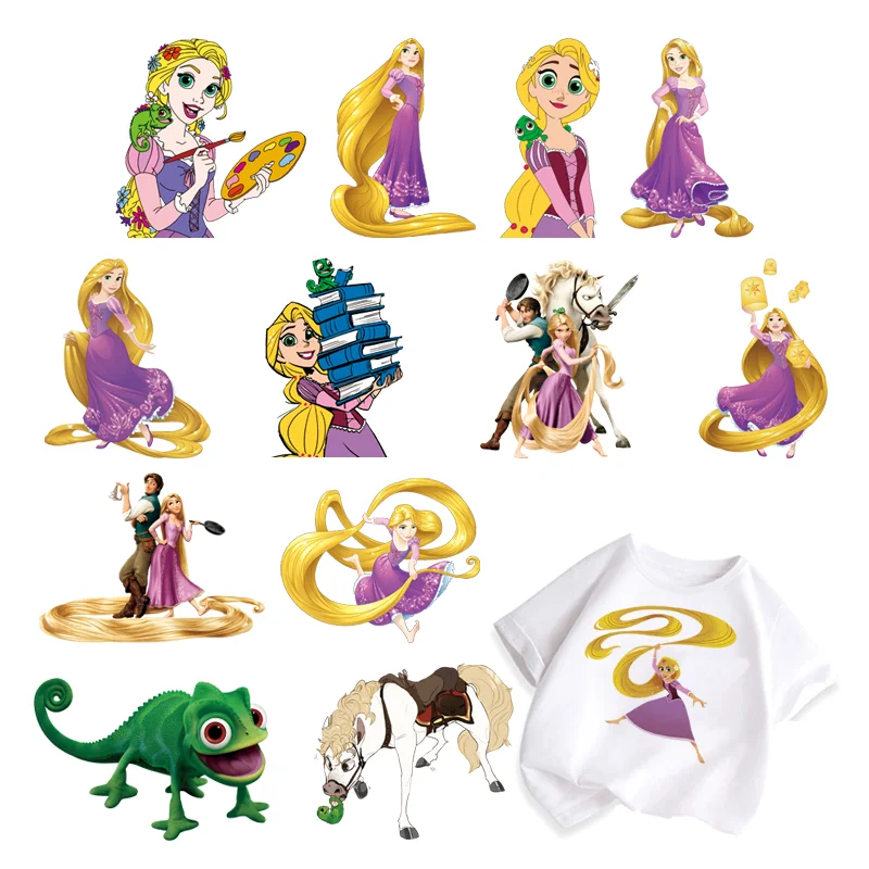 Disney Rapunzel Iron on patch adesivi a trasferimento termico per bambini appliques a strisce per decorazioni per cucire fai da te