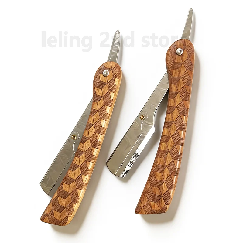 wooden handle blade shaving razors professional barber folding shaver razor men's replaceable blade shaving razor men gift