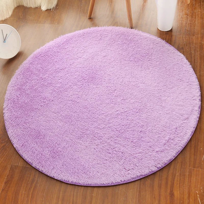 Silk Wool Round Rug Carpet Living Room Bedroom Bedside Floor Mat Tender Comfortable Simple Daily Warmth Various Colors Aesthetic