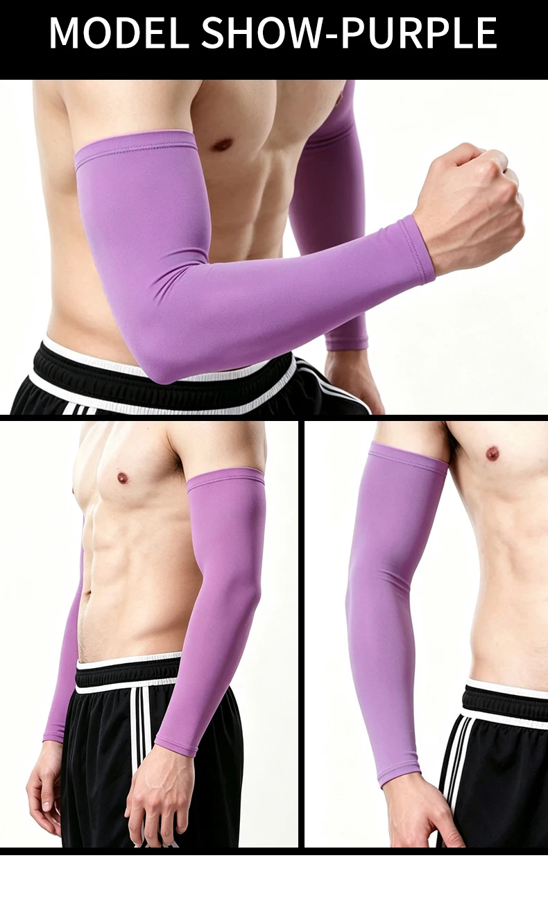 Herren Übergrößen Eisseide Armstulpen, UV-Schutz Rutschfeste Kühlende Ärmel für Sport Radfahren Basketball Outdoor – Detail 17