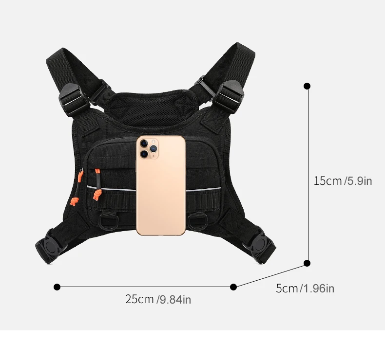 Taktische Brusttasche für Herren, Laufweste, Rucksack, Ausrüstungstasche, Wandern, Radfahren, Outdoor, Camping, Angeln, Jagd, Reisen, Molle-Tasche – Detail 2