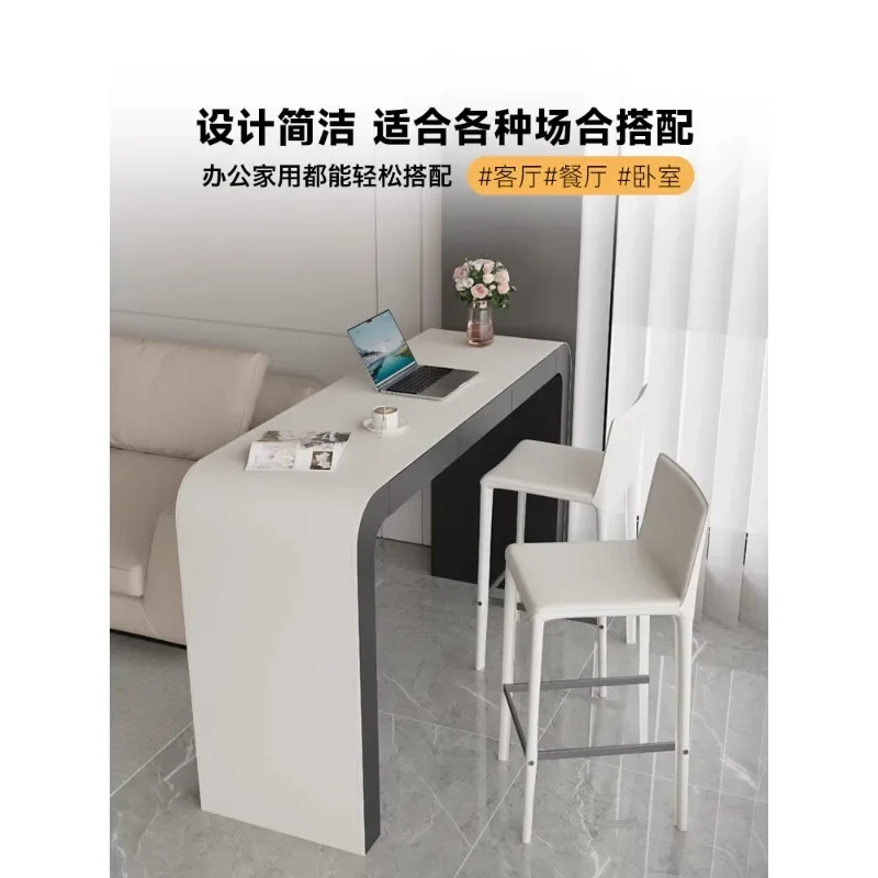 French cream style high-end saddle leather bar table modern simple coffee high table home leisure balcony table