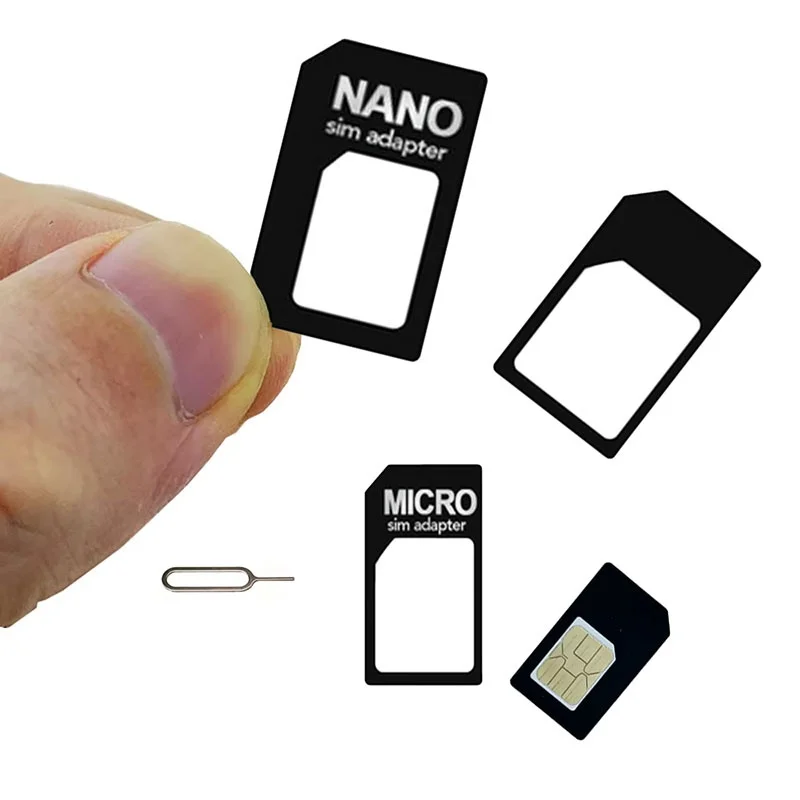 

Nano SIM Card to Micro Adapter 4 In 1 SIM Convert Micro Sim Adapter With Eject Pin For IPhone Samsung Mobile Phone Accessories