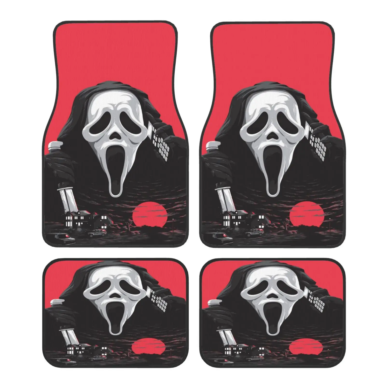 Horror Movie Ghost Killer Car Floor Mats Non-Slip Carpets Rugs Front & Rear Car Foot Mats Set of 4 Pcs Auto Accessories Decor