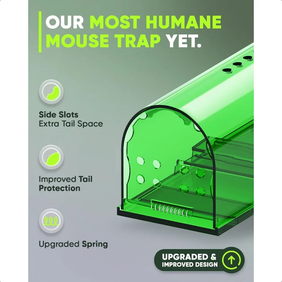 Humane Mouse Traps No Kill Live Catch and Release 4 Pack Reusable Easy to Use Clean No Touch Release Sensitive Includes Cleanin