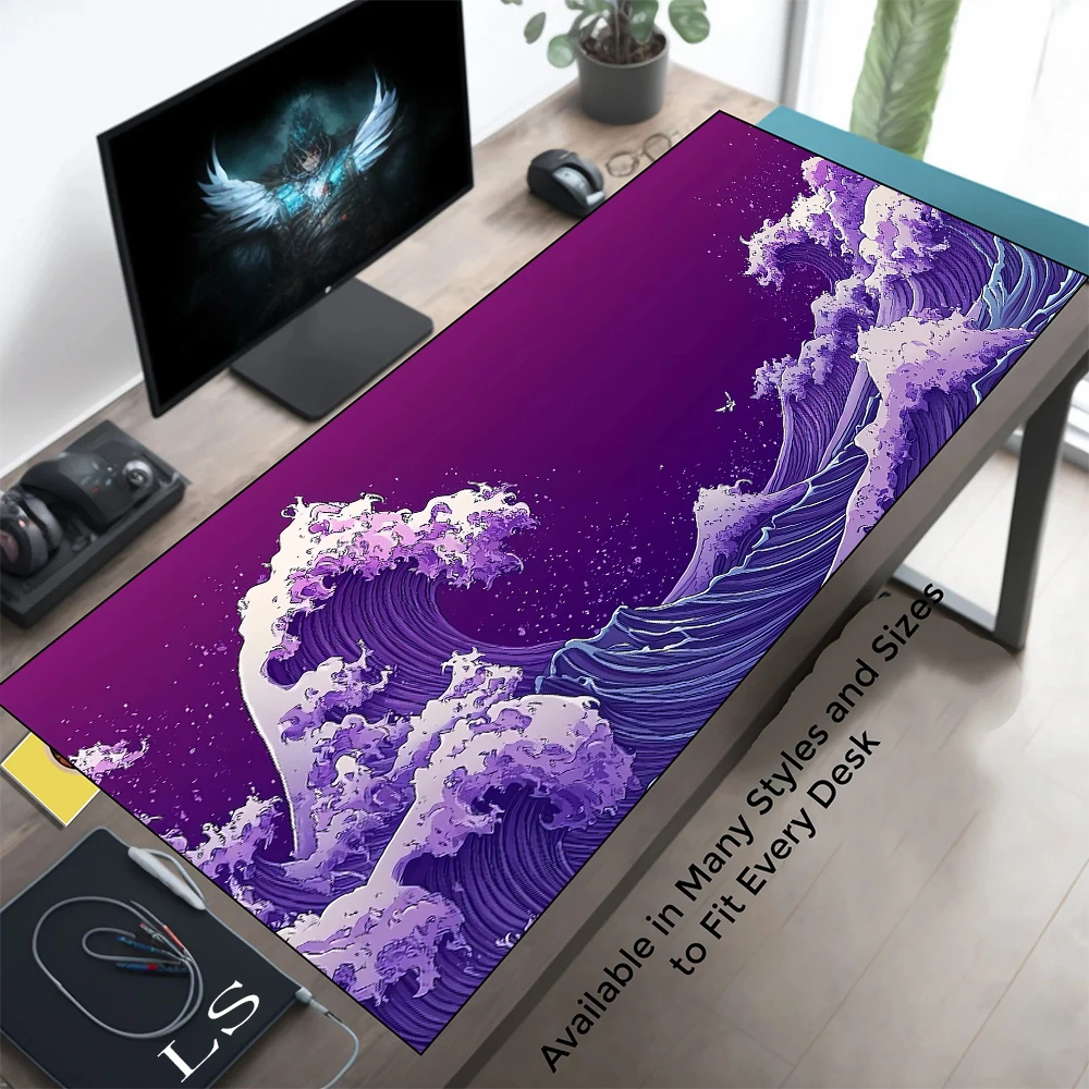 

Desk Mat Gaming Mouse Pad Large Deskmat Gamer Deskpad Art Great Waves Rubber Mousepad Speed Compute Office Playmat Kawaii Mats