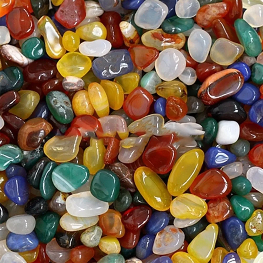 

100g Seven Colored Agate Reusable Natural Crystal Transparent Gravel Ornament Decorative Landscape Craft for Garden Decoration